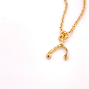 Wishbone Pendant - Gold